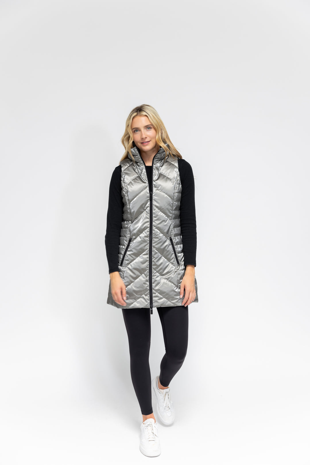 Waxed Chevron Quilted Vest
