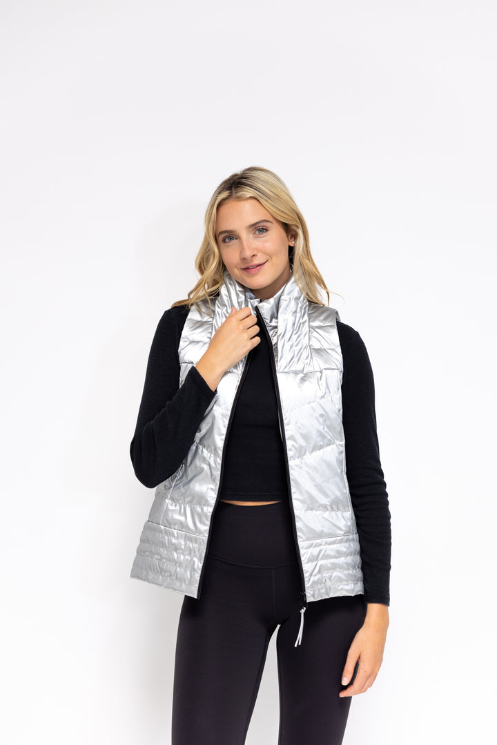 Metallic Quilted Waxed Vest