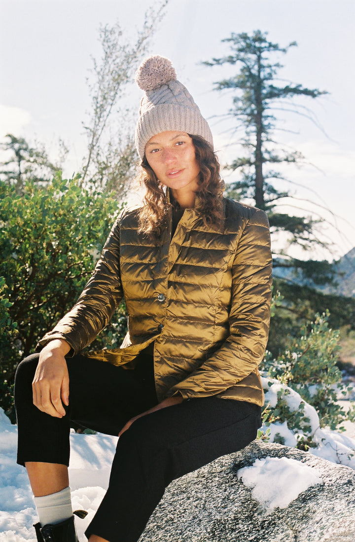 Button Down Puffer Blazer Jacket