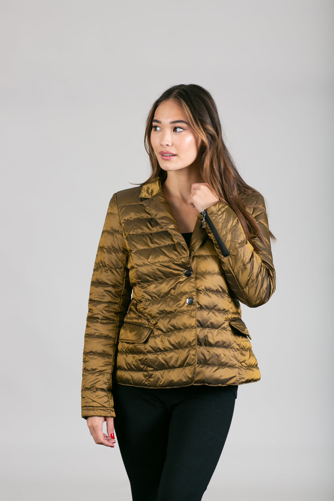 Button Down Puffer Blazer Jacket