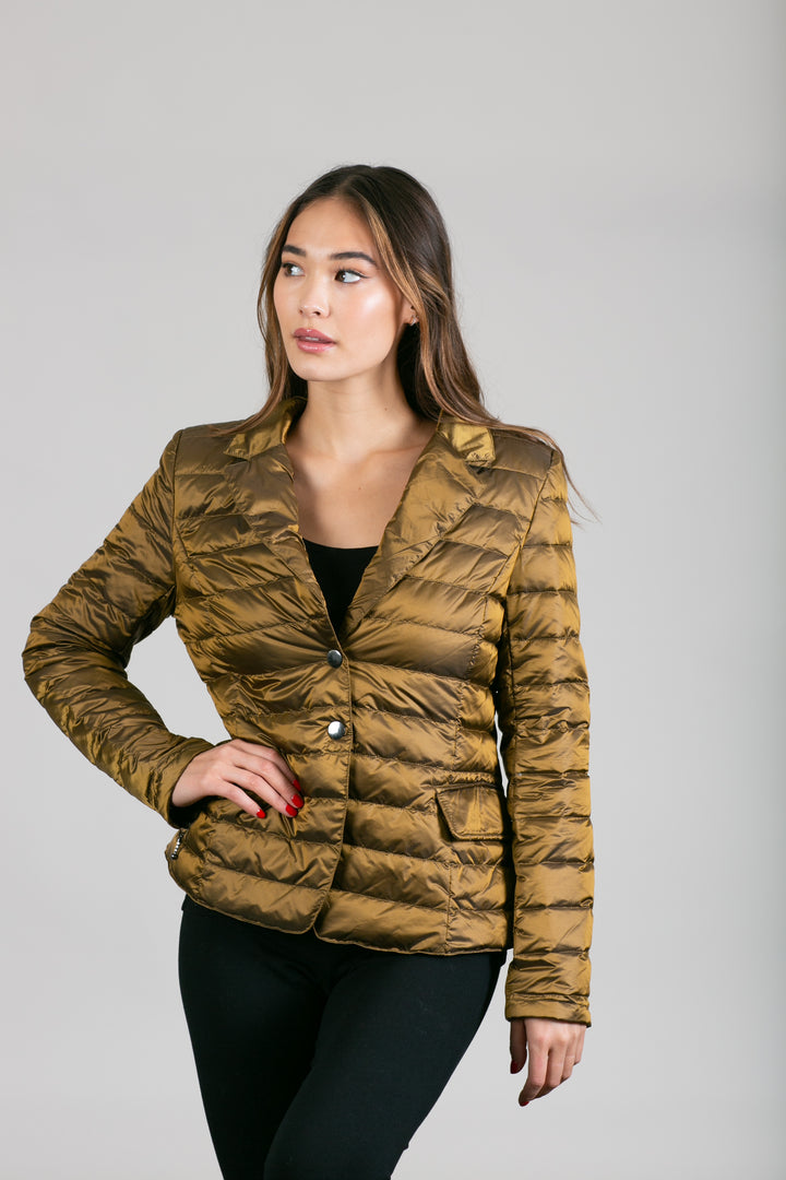 Button Down Puffer Blazer Jacket