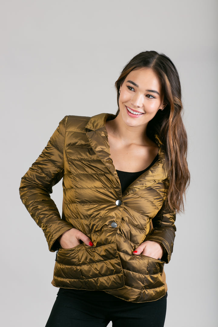 Button Down Puffer Blazer Jacket