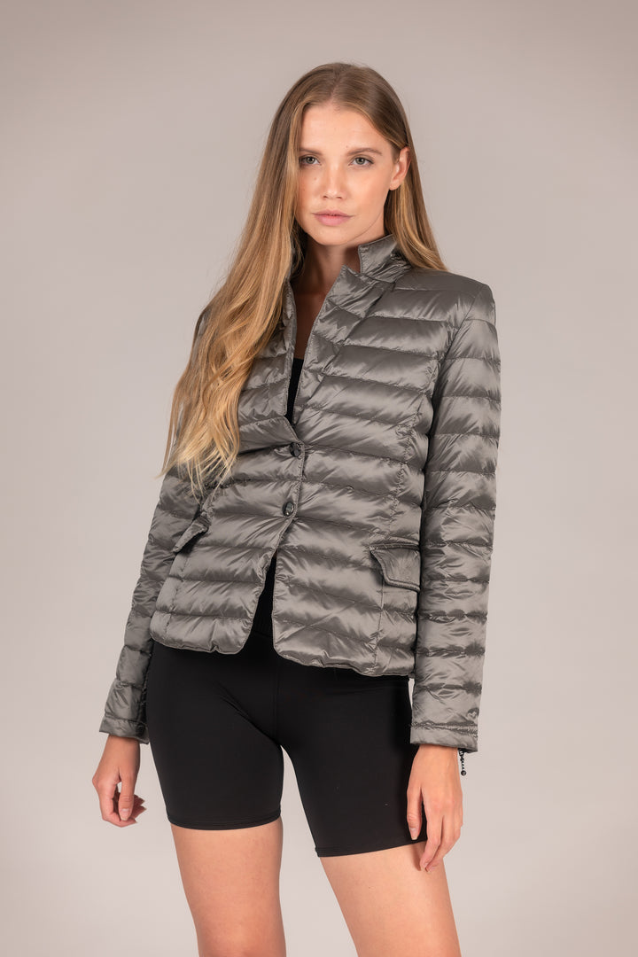 Button Down Puffer Blazer Jacket