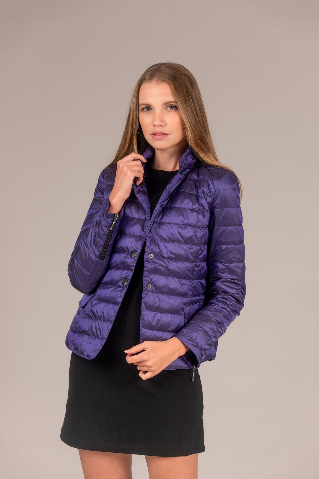 Button Down Puffer Blazer Jacket