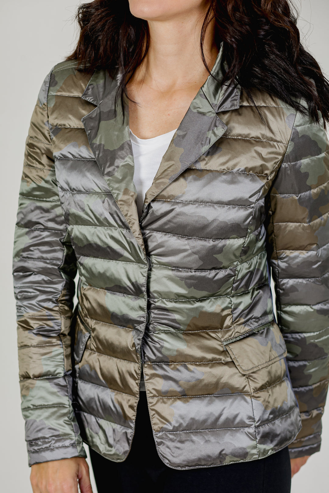 Button Down Puffer Blazer Jacket