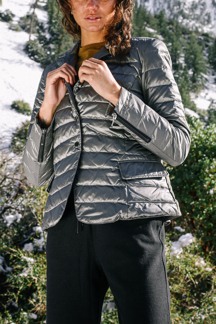 Button Down Puffer Blazer Jacket