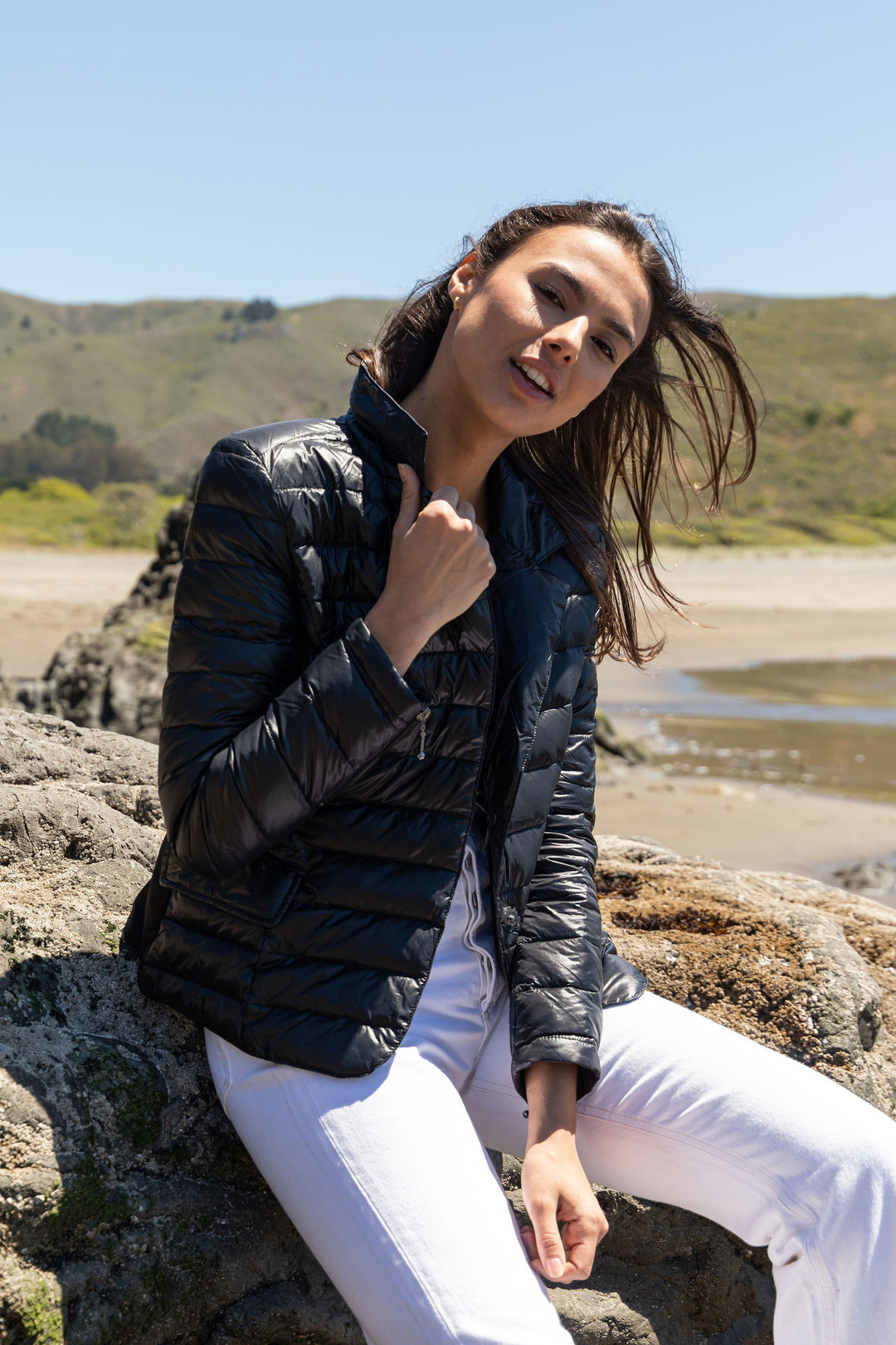 Button Down Puffer Blazer Jacket