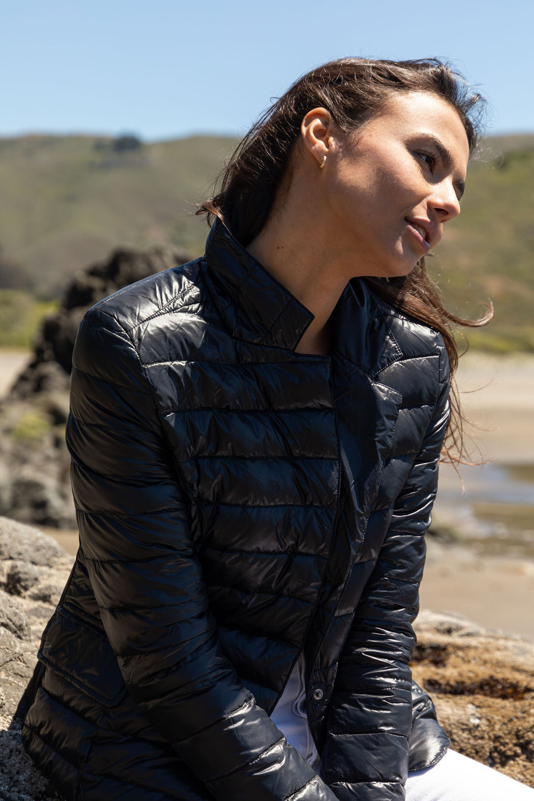 Button Down Puffer Blazer Jacket