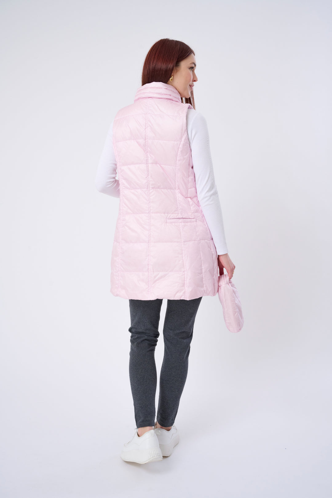 Long Metallic Nylon Down Vest
