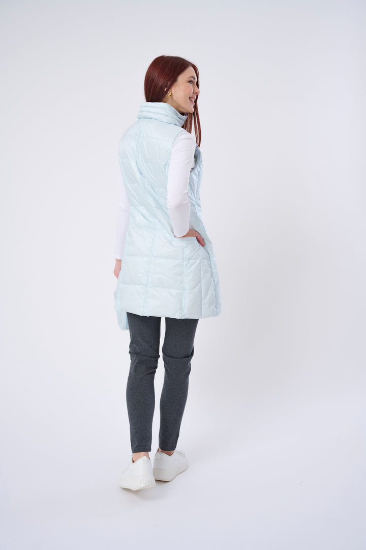 Long Metallic Nylon Down Vest