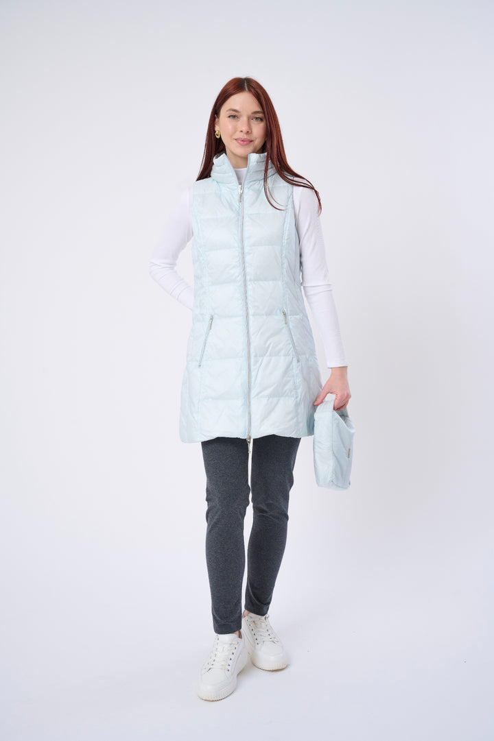 Long Metallic Nylon Down Vest