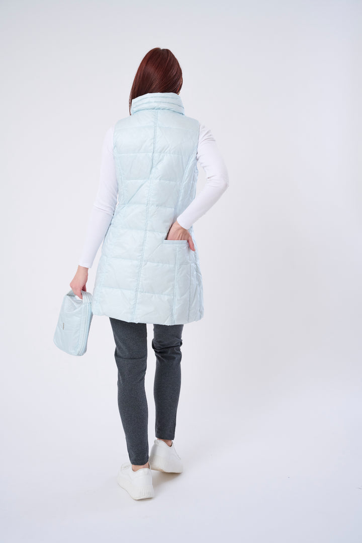 Long Metallic Nylon Down Vest