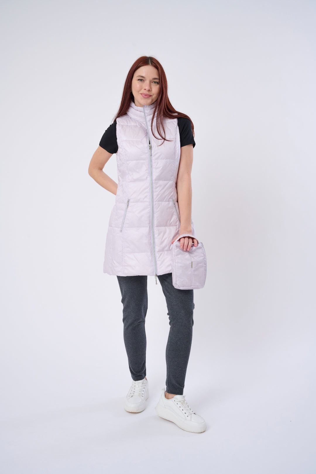 Long Metallic Nylon Down Vest