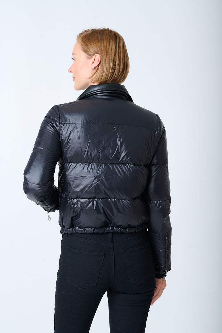 Faux Leather Moto Puffer