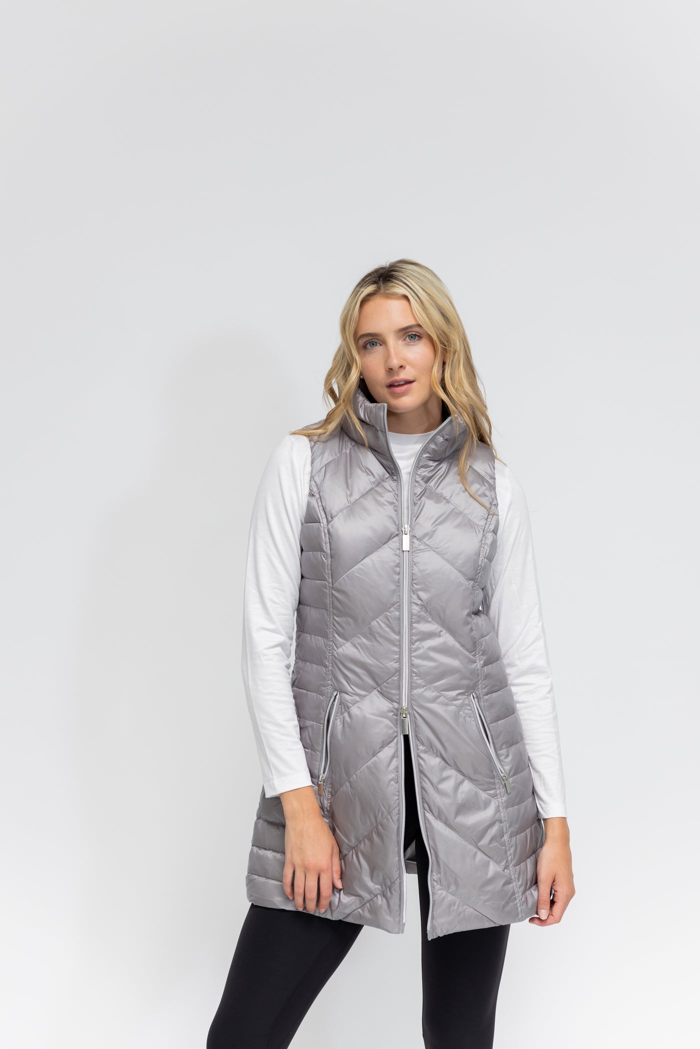 Metallic Chevron Quilted Vest