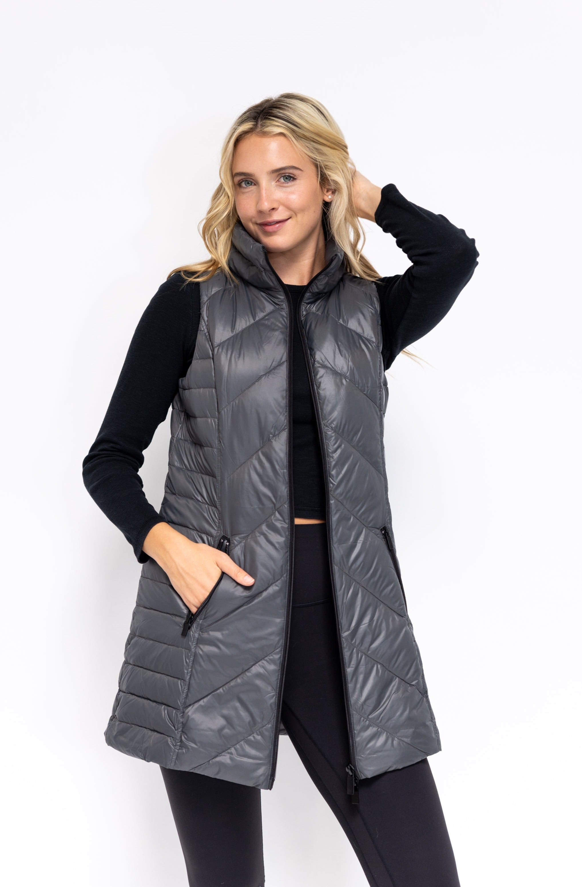 Womens long shop quilted vest