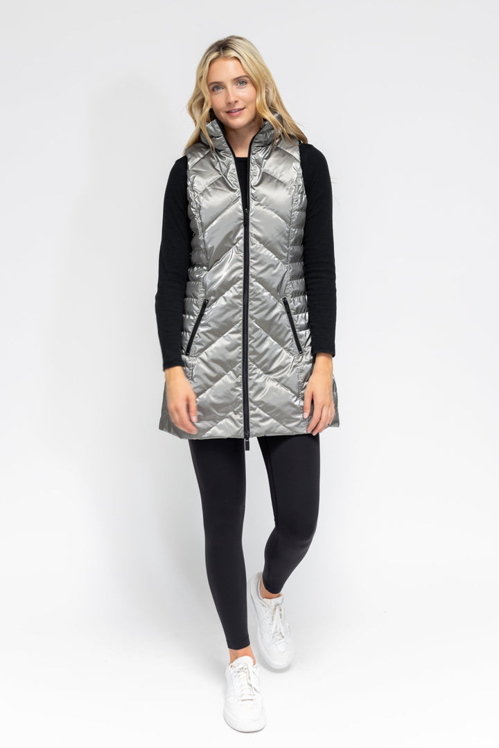 Waxed Chevron Quilted Vest