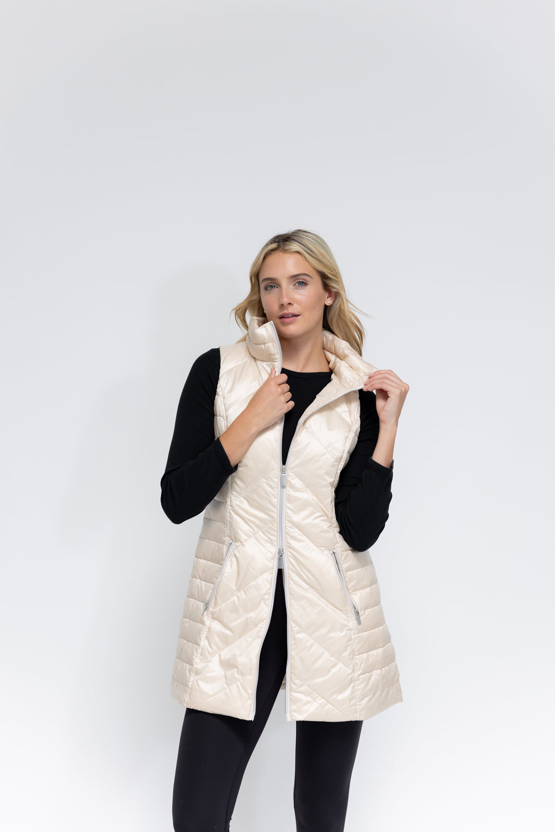 Metallic Chevron Quilted Vest