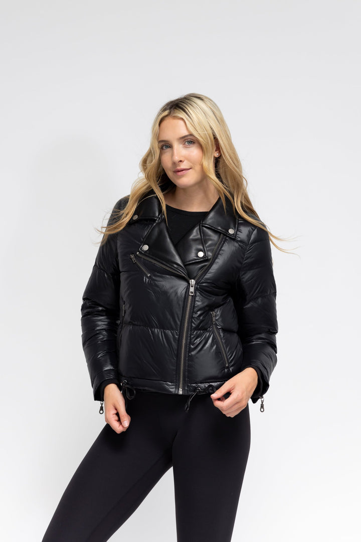 Faux Leather Moto Puffer