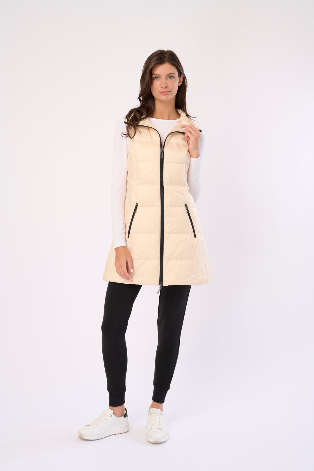 Long Metallic Nylon Down Vest