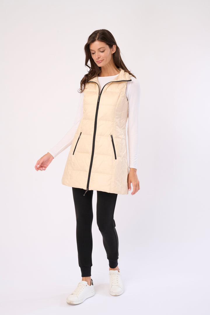 Long Metallic Nylon Down Vest