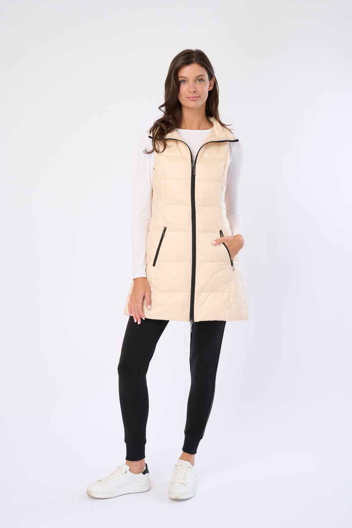 Long Metallic Nylon Down Vest