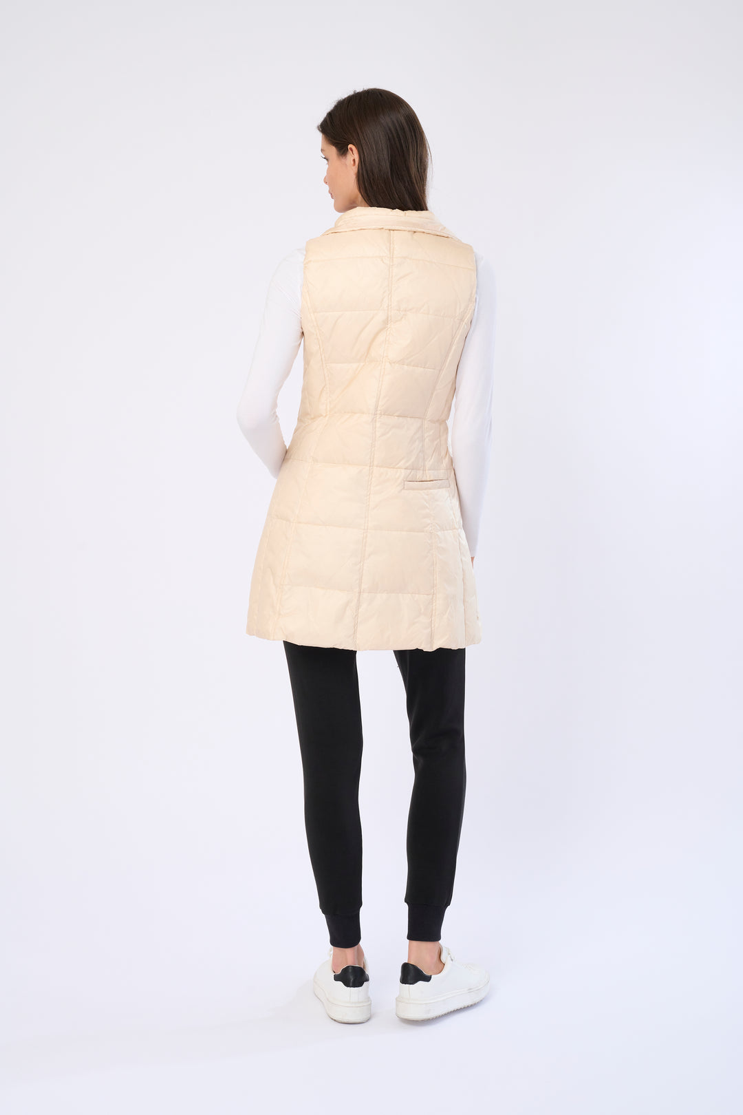 Long Metallic Nylon Down Vest