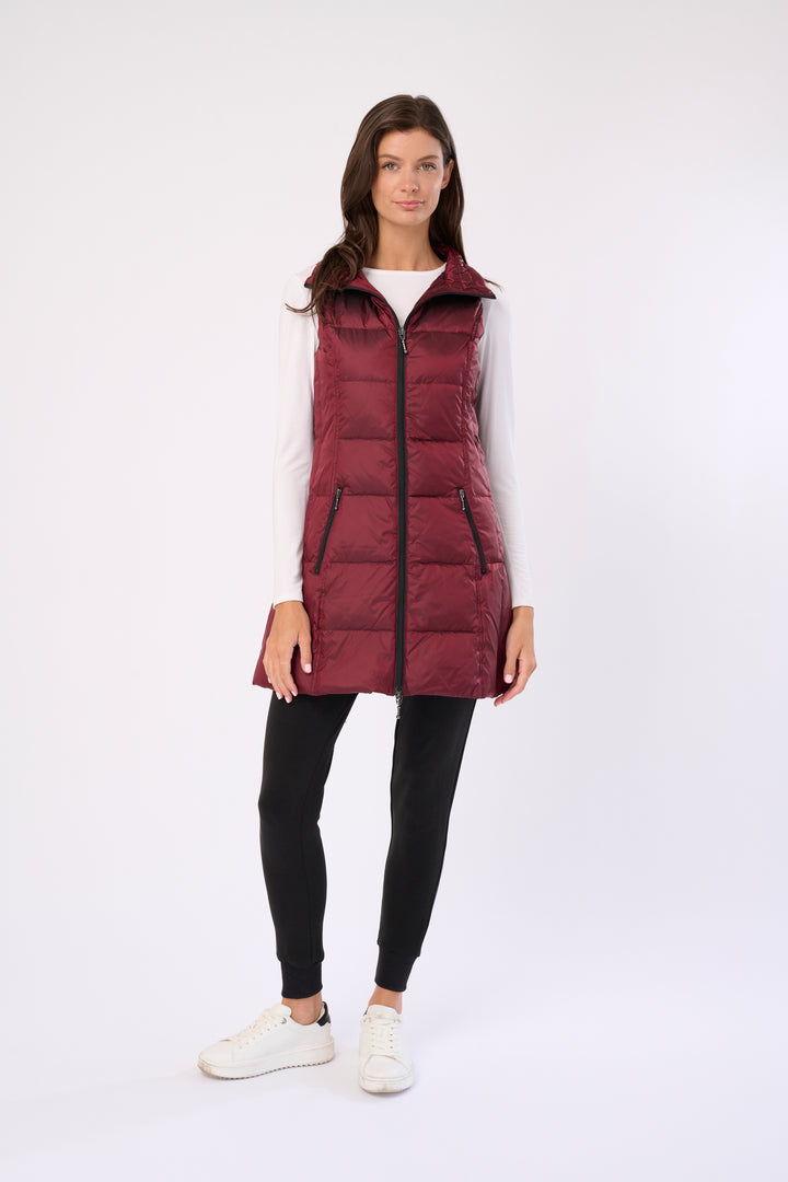 Long Metallic Nylon Down Vest