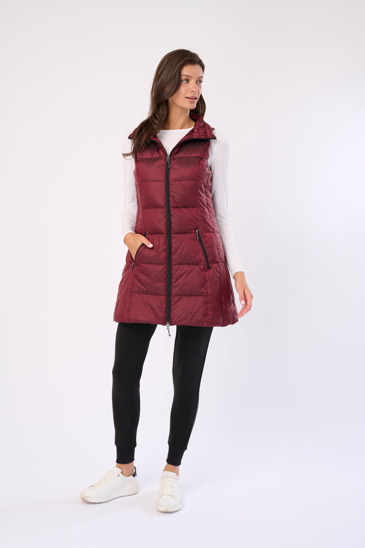 Long Metallic Nylon Down Vest