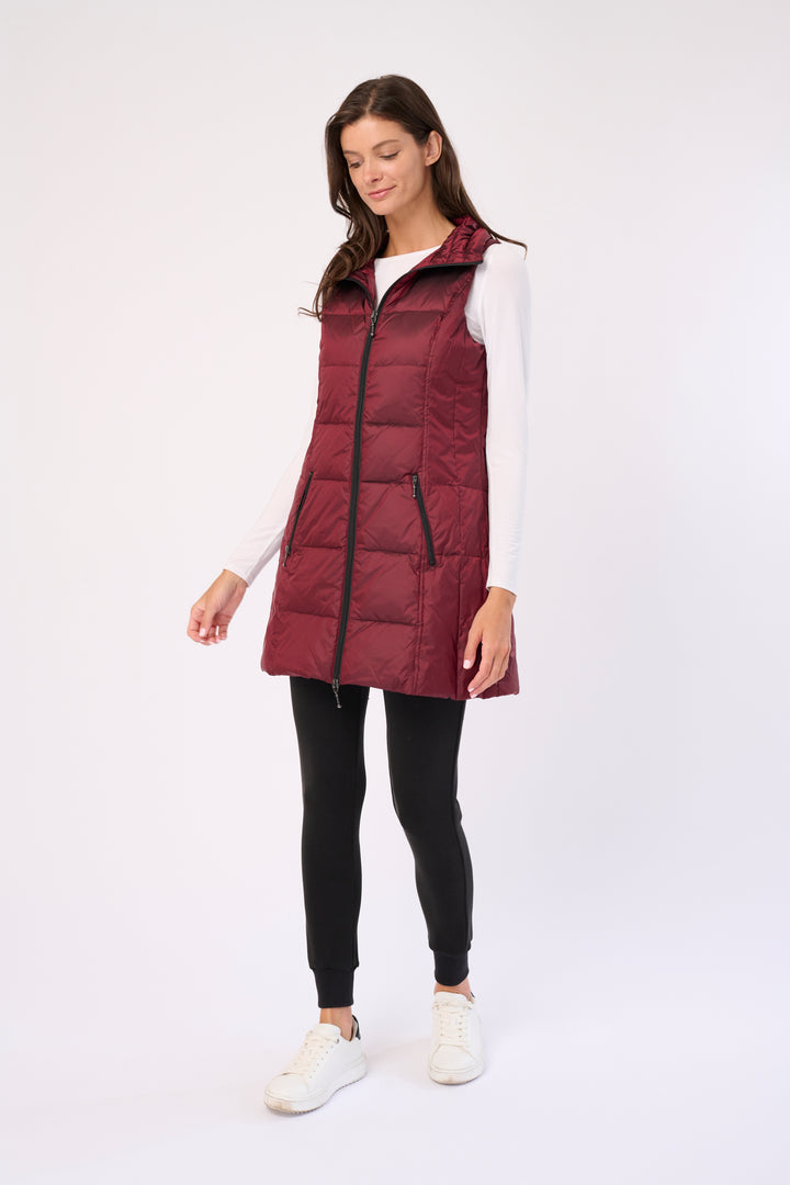Long Metallic Nylon Down Vest