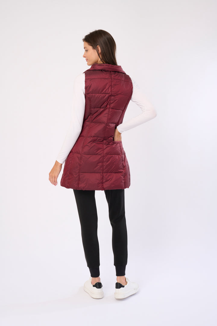 Long Metallic Nylon Down Vest