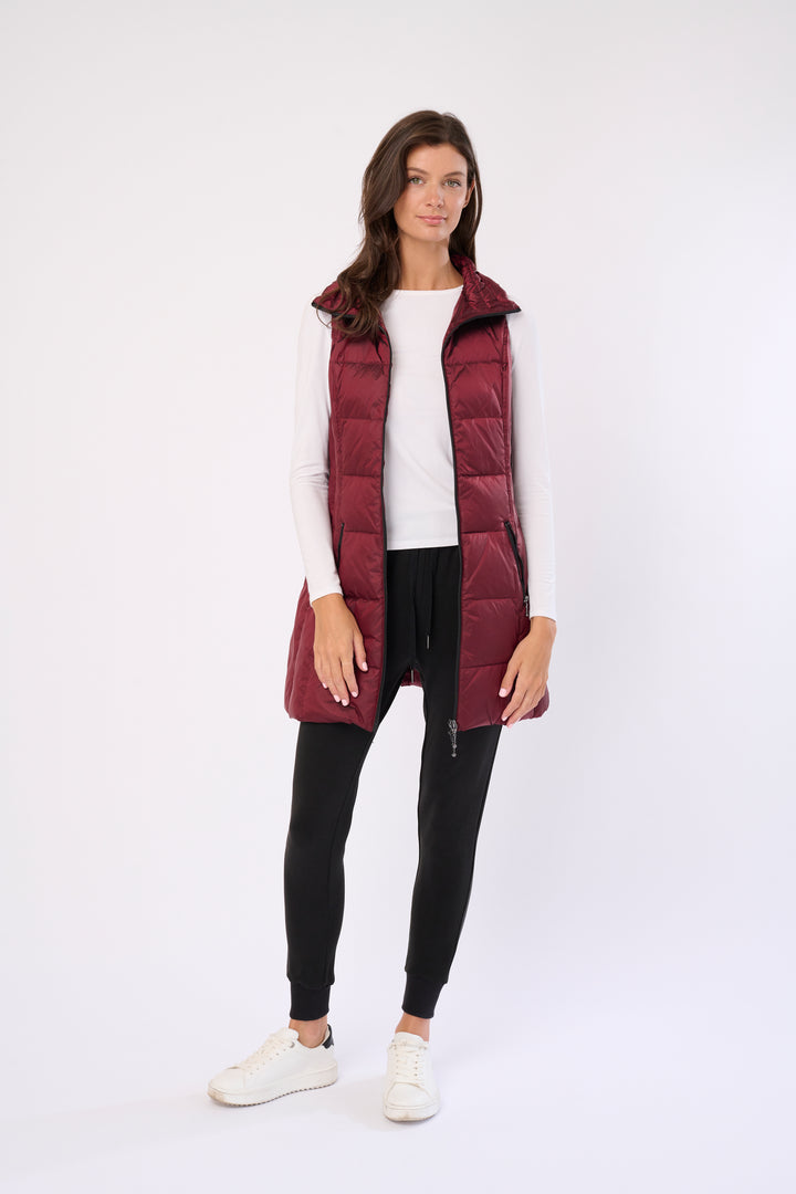 Long Metallic Nylon Down Vest