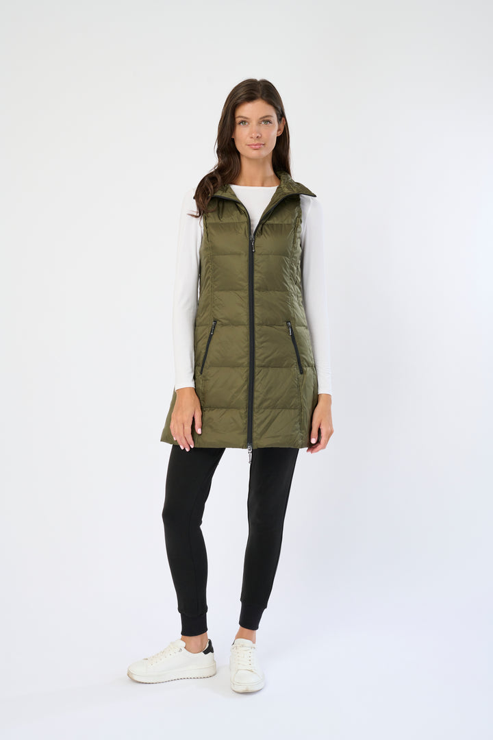 Long Metallic Nylon Down Vest