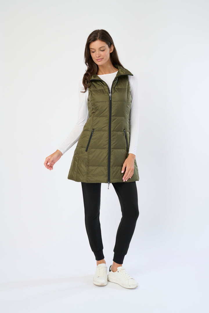 Long Metallic Nylon Down Vest