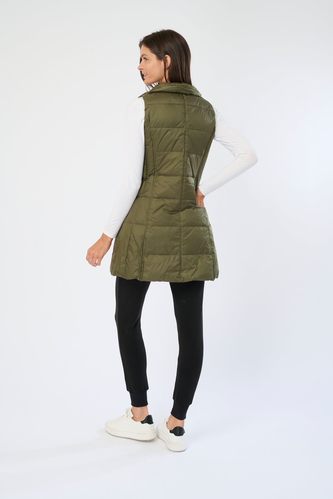 Long Metallic Nylon Down Vest