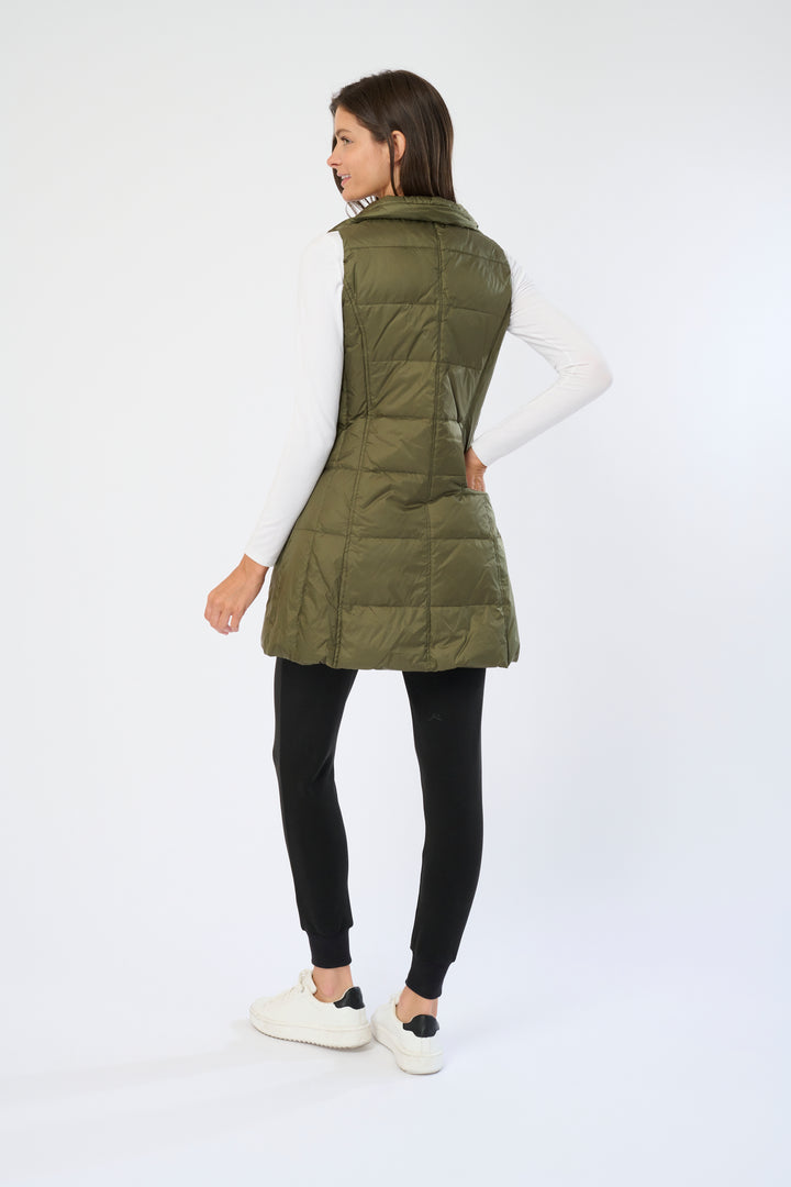 Long Metallic Nylon Down Vest