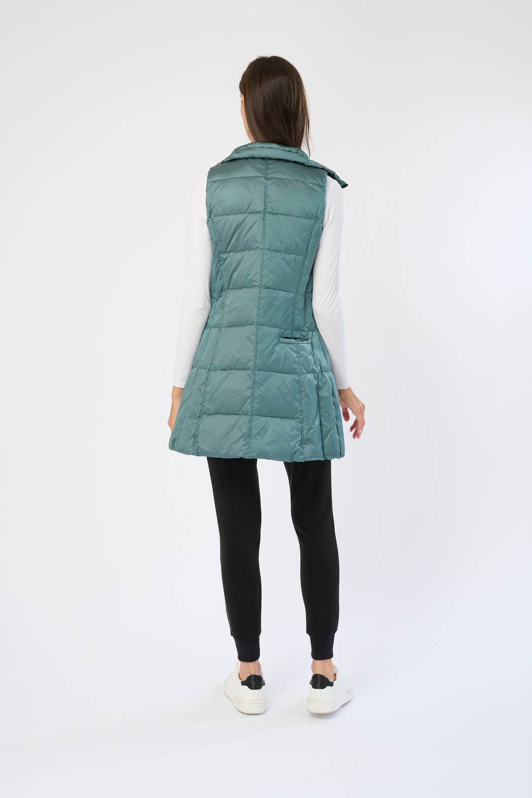 Long Metallic Nylon Down Vest