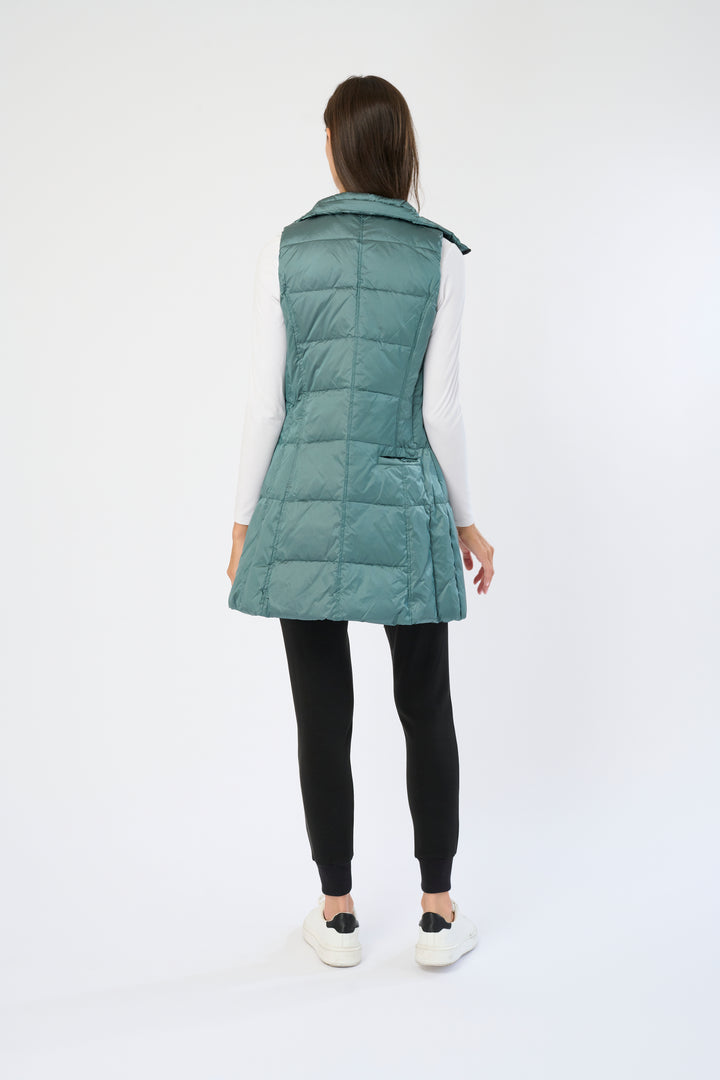 Long Metallic Nylon Down Vest