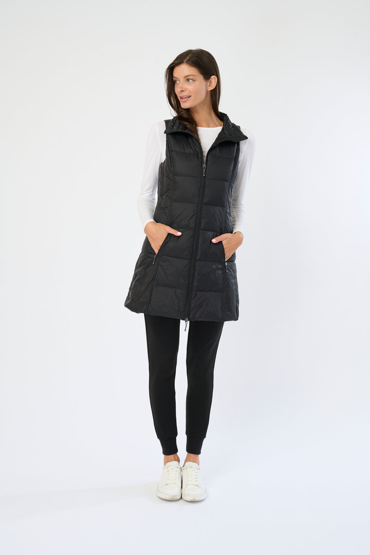 Long Metallic Nylon Down Vest