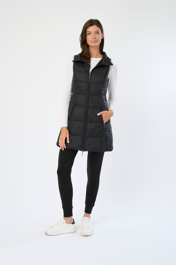 Long Metallic Nylon Down Vest