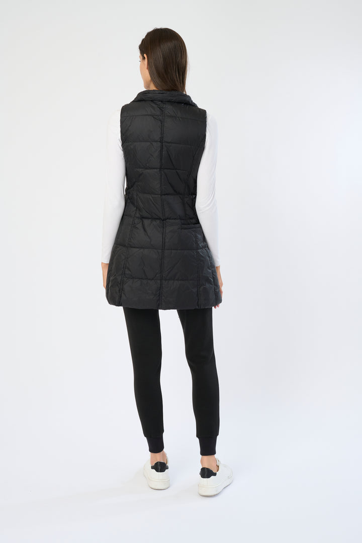 Long Metallic Nylon Down Vest