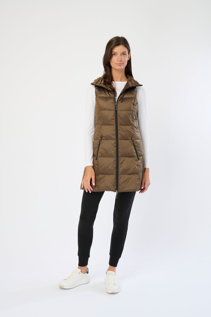 Long Metallic Nylon Down Vest