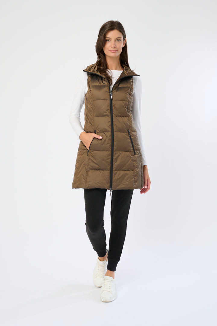 Long Metallic Nylon Down Vest
