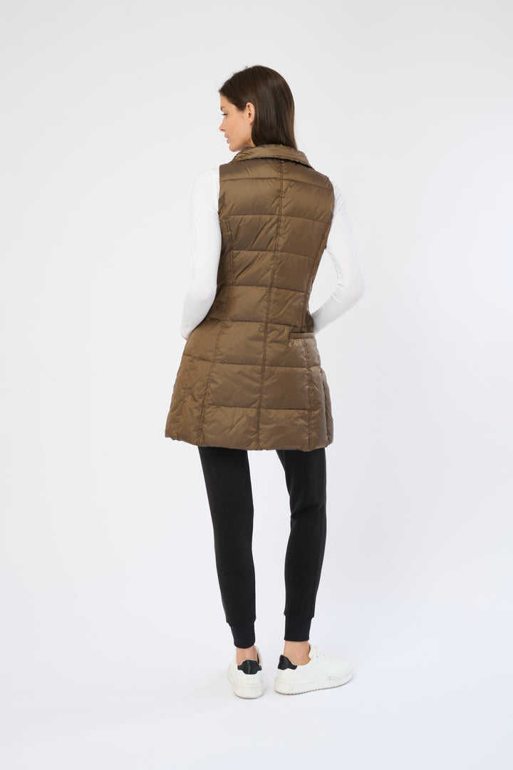 Long Metallic Nylon Down Vest