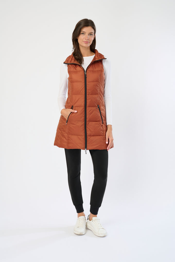 Long Metallic Nylon Down Vest