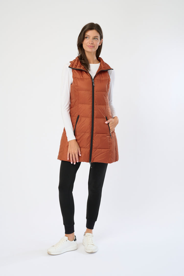 Long Metallic Nylon Down Vest