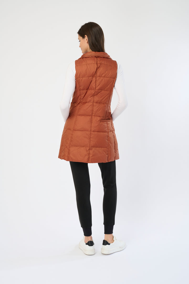 Long Metallic Nylon Down Vest