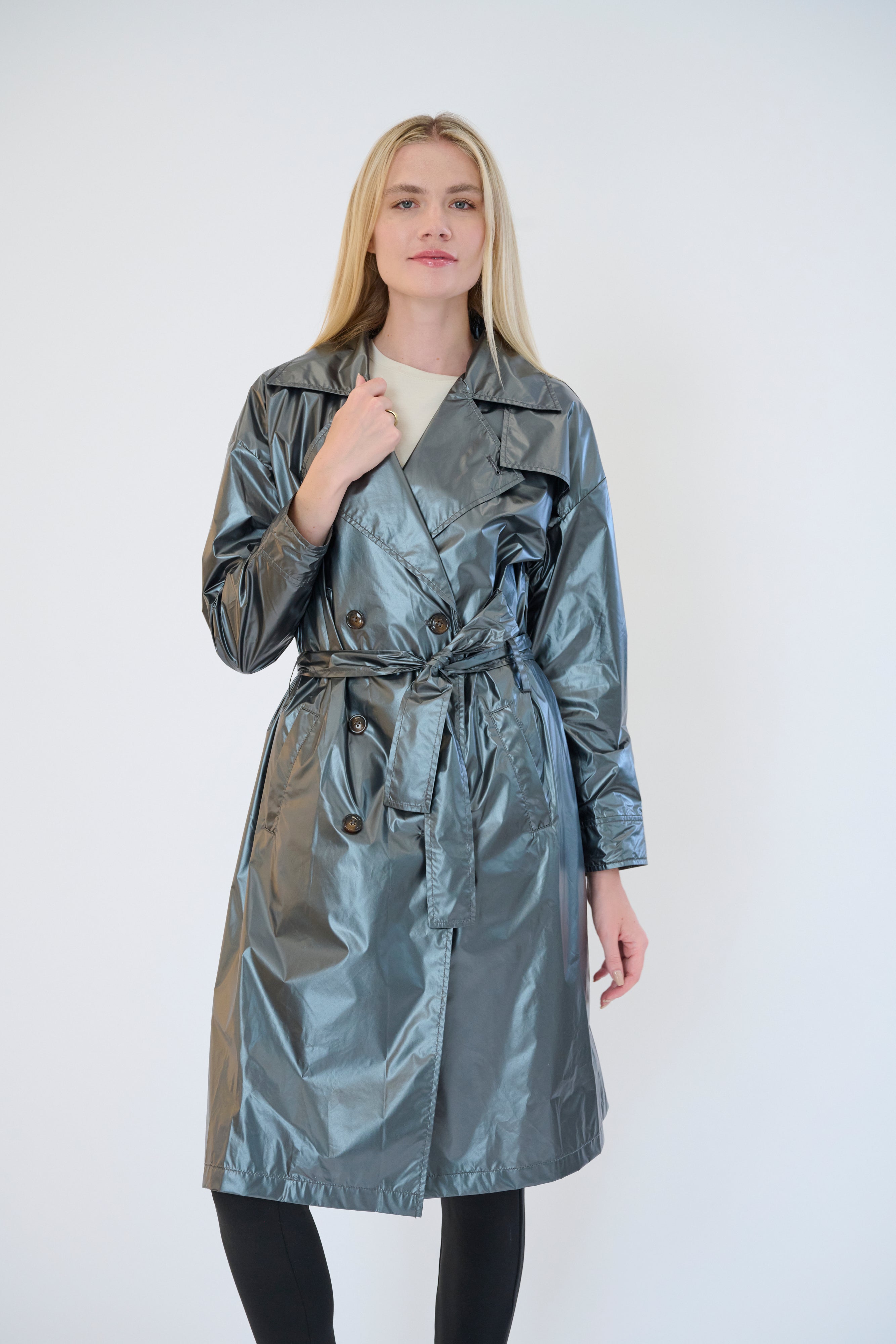 Chic Metallic Trench Coat – MyAnorak