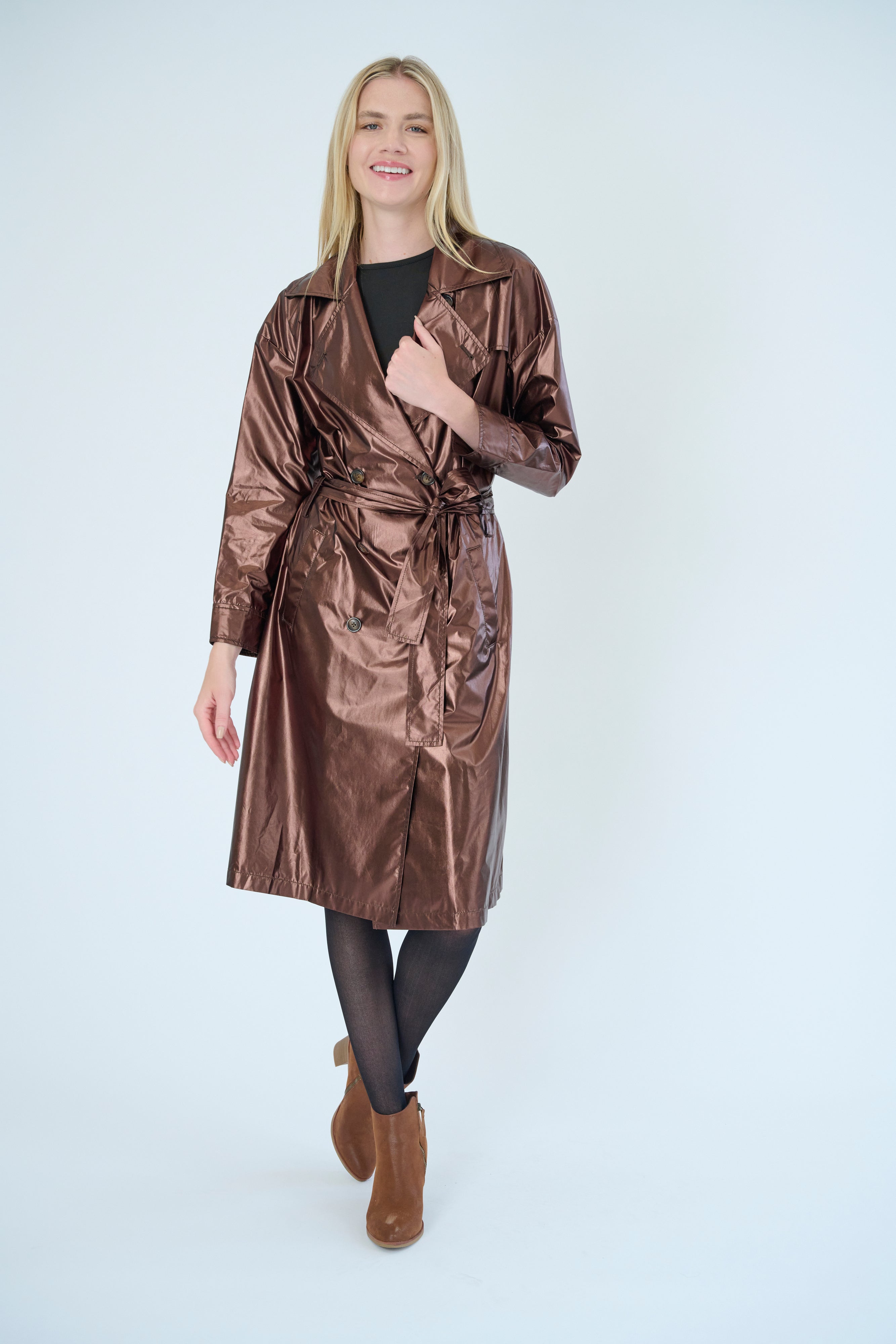 Chic Metallic Trench Coat – MyAnorak