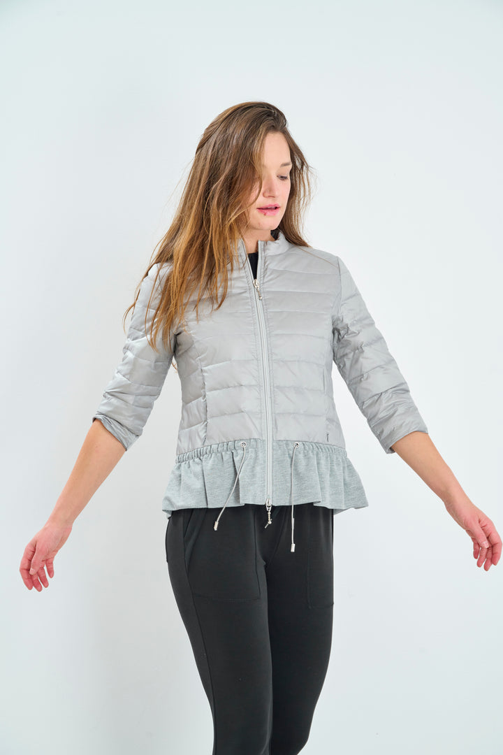 Quilted Knit Peplum Puffer Jacket